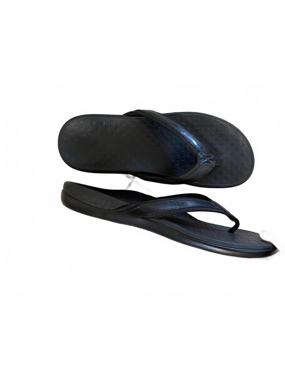 Vionic tide 2 toe post orthotic black flip flops woman’s size 10 supportive